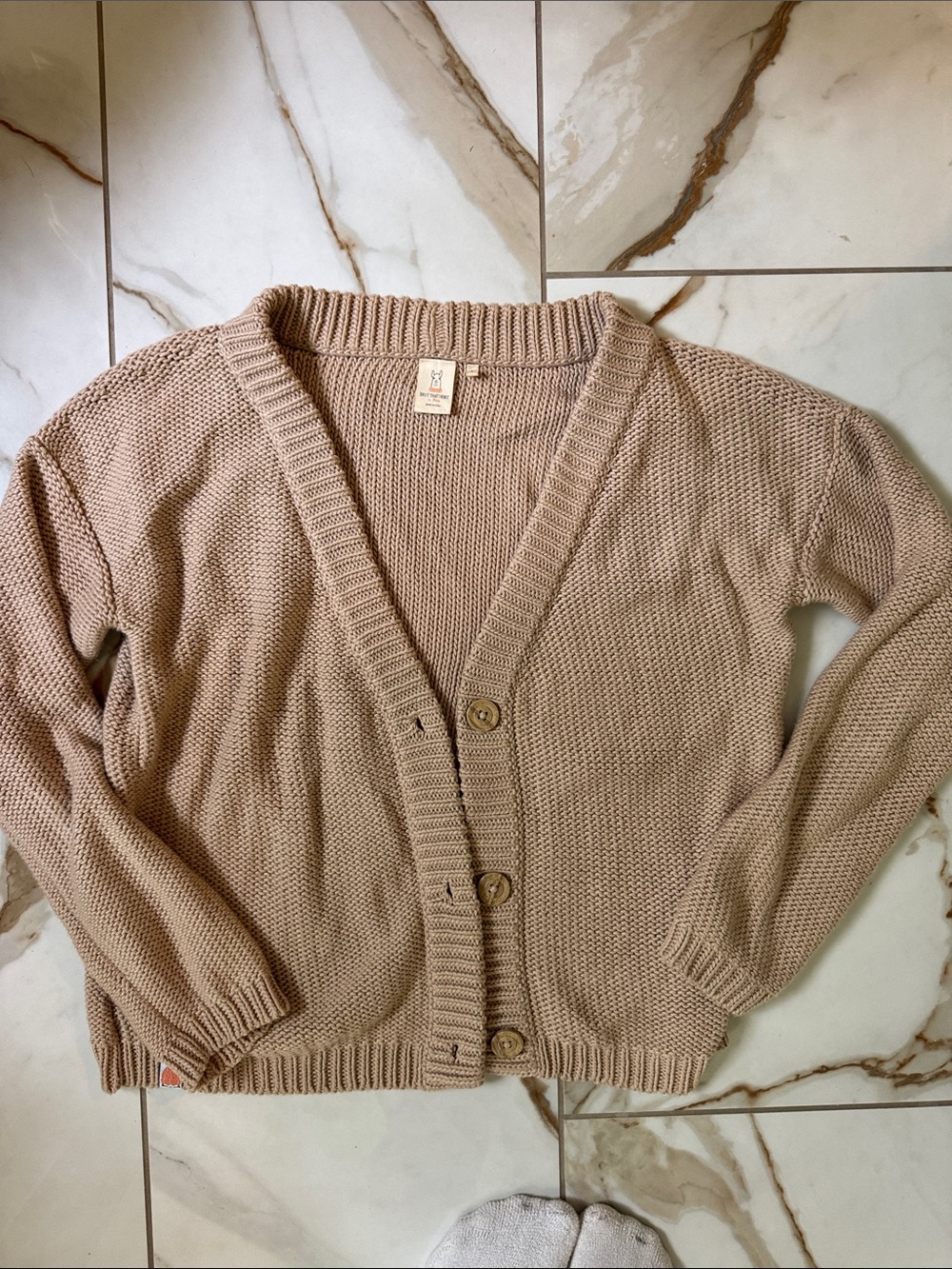 STIT Cozy Taupe Knit Button-Front Cardigan Sweater